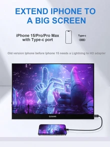 2K 14-Inch 60hz 2160*1440 Brightness 330cd/㎡ 100%SRGB HDR Built-In Speakers Ultra Slimr Gaming Portable Monitor Suitable For Laptops/Mobile Phones/PS Switch Second Monitor , Mini HD, No Adapter