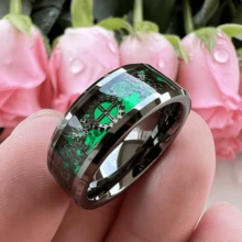 8 毫米不锈钢心跳设计和碳纤维戒指，结婚承诺戒指，舒适佩戴尺寸 6-13 - 戒指 - 查看 92