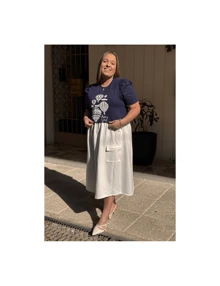 T-shirt Balões Feminina Manga Princesa Plus Size Marinho