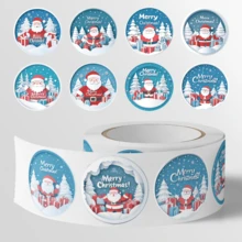 500 pièces Autocollants cadeaux de Noël pour la famille, styles et types assortis de 2,5 cm / 1,0 pouce. Étiquettes de scellage de sacs d'emballage alimentaire, étiquettes décoratives pour fournitures de cuisine. Autocollants pour enfants et adolescents, autocollants pour cahiers, autocollants DIY, forme ronde, jetables, convenant pour les ordinateurs portables, les sceaux de sacs d'emballage