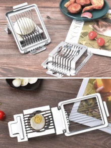 1 件不锈钢皮蛋切片器，多功能鸡蛋切割器，厨房小工具，鸡蛋切片器，皮蛋切片器，鸡蛋工具国庆节/圣诞节/万圣节 - 銀色 - 查看 9