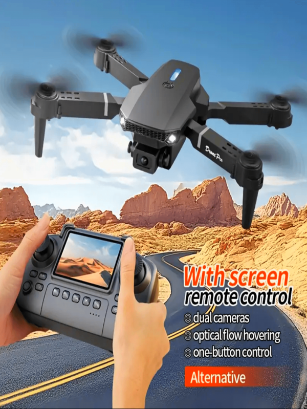 CASRRA Drone E88 con cámara. Drone de control remoto plegable, vuelo estable con flujo óptico. Bolsa de almacenamiento gratuita para drone de control remoto para adultos, accesorios de repuesto aleatorios. Drone de control remoto para principiantes y hombres, regalo de juguete, drone barato para uso en interiores y exteriores, regalo de Navidad. Regalo de Halloween