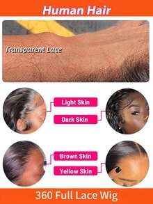 Invisible Drawstring 360 Full Lace Wig Straight Human Hair Wigs Hidden Adjustable Strap Can Make Ponytail And Bun 150% Density Transparent Lace Front Wig Pre-Plucked With Baby Hair Multicolor 18-36 Inch For Women - Multicolor - View 6