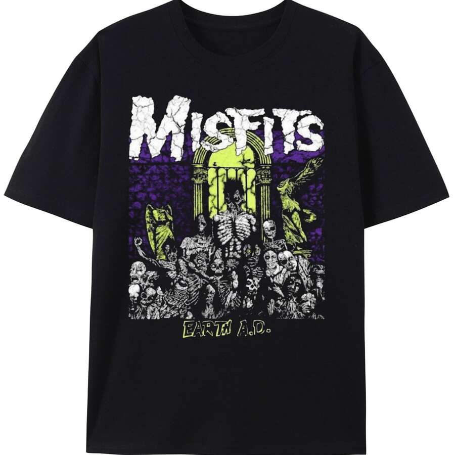 The New Misfits Retro Shirt, Misfits Vintage Shirt, Misfits Shirt, Misfits Halloween Shi - 黑色 - 查看 1