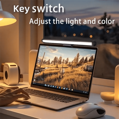 1pc LED Display Light Bar, Laptop Screen Reading Lamp, 3 Brightness Levels & Color Temperature Adjustable, USB Powered Eye-Care Desk Lamp, Suitable For Home Office, Dimmable Screen Light, Space-Saving Design, Black, Desk Lamp, Applicable For Office, Gaming Spaces, Home Decor Ambient Lighting.