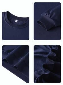 Felpa casual da donna con scollo a equipaggio, nuova stampa inglese a blocchi di colore, versatile e alla moda, adatta per l'autunno/inverno