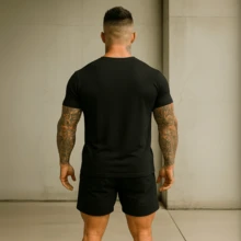 Men's Kit (Cotton T-Shirt And Tactel Shorts) Printed Nabo Turnip Gym 259 Blouse And Bermuda Set Premium Fabric Comfortable Lightweight - màu đen - Xem 2
