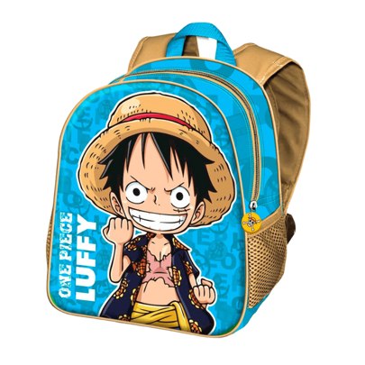 Zaino scolastico per bambini Monkey D. Luffy blu, con un scomparto, dimensioni 39x31x15 cm