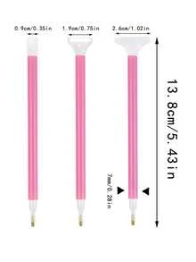 3pcs DIY Diamond Painting Pens, Pink Basic Model, Plastic Handle And Copper Tip, No Power Required, 3/6/9 Diamond Tip Picker Pens, Diamond Painting Bead Corrector Pens, DIY Handmade Quick Stick Dot Pens