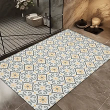 1pc Vintage Pattern Retro Printed Silica Gel Kitchen Rug, Carpet, Mat, Rectangle Carpet For Living Room, Bedroom, Hallway, Bathroom, Laundry Room - Polyester Carpet, Suitable For Indoor And Outdoor Home Decor
