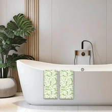 2/4 Piezas Juego, Paños de Cocina, Toallas con Estampado de Hojas Verdes, Súper Suaves de Microfibra Moderna Absorbente, Toallas de Té para Cocinar y Hornear, Paños de Limpieza, Toallas de Mano, Toallas de Té, Súper Suaves y Altamente Absorbentes, Decoración de Cocina, Regalos para Vecinos, Regalos para Mamá, Regalos de Cumpleaños, Regalos de Inauguración de Casa para Amigos, Artículos Esenciales de Cocina, Necesidades Diarias - Multicolor - Ver 2