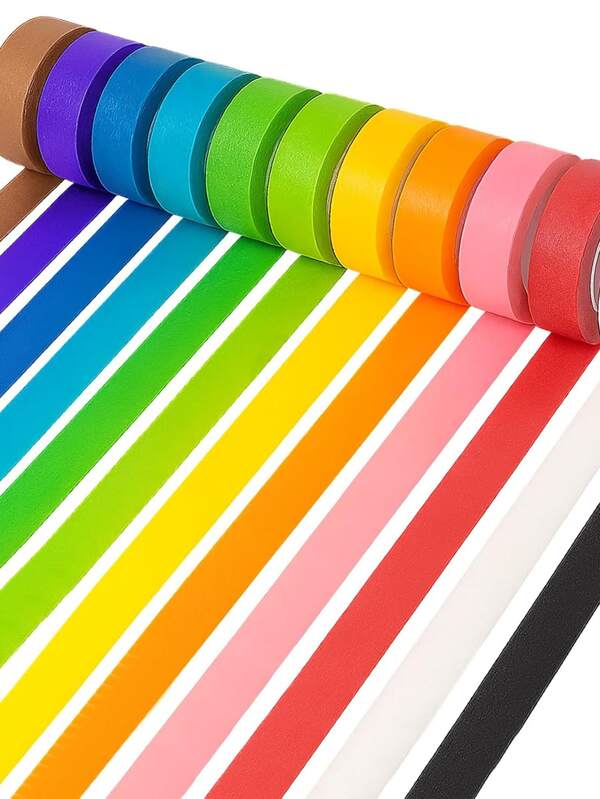 Ruban de masquage coloré, fournitures d'art pour enfants, ruban coloré, ruban artisanal DIY pour étiquettes, salle de classe, décoration, rouleau de ruban de couleur arc-en-ciel 3/5" X 14 yards (1,5 cm X 13 m)