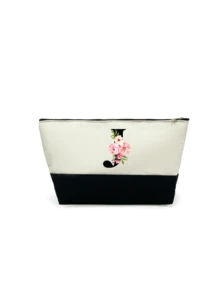 1个字母印花拼接女士手提包/化妆包，教师节礼物，可重复使用手拿包，简约大容量女士旅行化妆包，多功能便携女士礼品，休闲收纳袋，全新购物理想之选，男女通用，情侣款，日常使用，节日，返校季