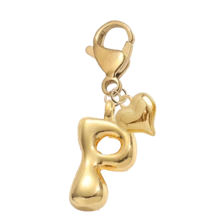 泡泡字母可爱项链吊坠包吊坠-幸运水晶吊坠搭配金色心形吊坠，字母 A-Z，闪亮合金包和背包吊坠-生日和特殊场合的完美礼物，钥匙链环包背包吊坠汽车吊坠礼物，适合女士和女孩，钱包和手提包配件。生日、情人节、母亲节送给女性的小礼物 - 金色 - 查看 27