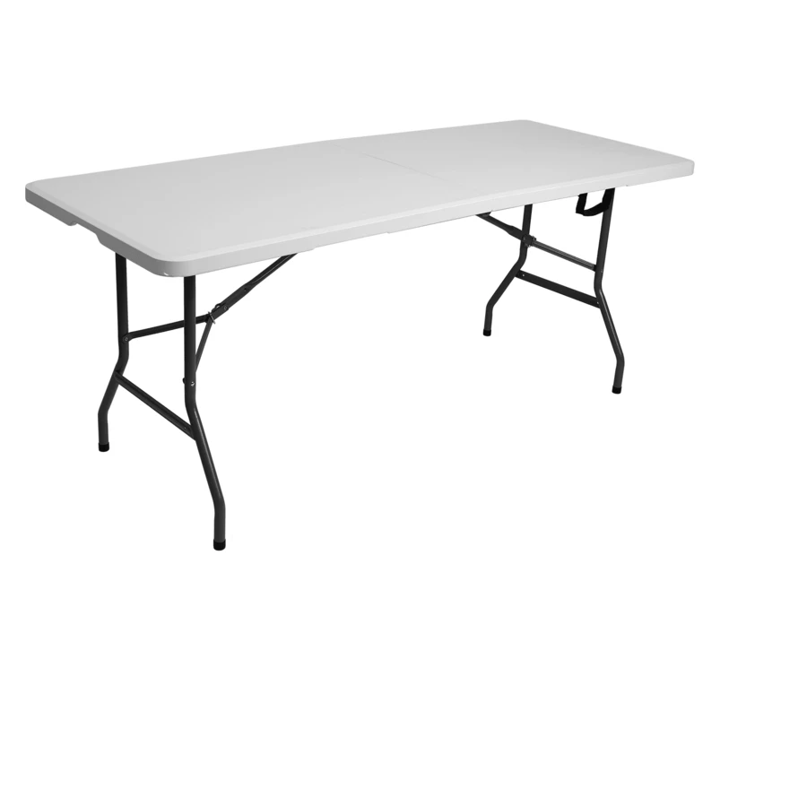 4FT/6FT Plastic Folding Table, Shooting Table, HDPE Portable Picnic Table Outdoor, For Camping, Party, Wedding, Picnic, With Lock, Handle - White - White - View 1