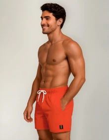 Short Bermuda Masculino Moda Praia Tecido Premium Lunny Confecções 2025 Várias Cores - Laranja - Visão 4