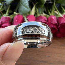 8 毫米不锈钢心跳设计和碳纤维戒指，结婚承诺戒指，舒适佩戴尺寸 6-13 - 戒指 - 查看 131