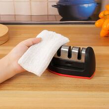 Stainless Steel Knife Sharpener, 3 Sharpening Levels, Non-Slip Base, Compact And Practical For The Kitchen - Negro - Ver 7