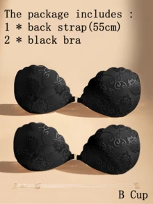 ideaCCSZ 1件/2件装蕾丝隐形文胸，白色粘性聚拢文胸，硅胶乳贴，前扣自粘设计，后背带，可重复使用，适合婚礼和无肩带晚礼服