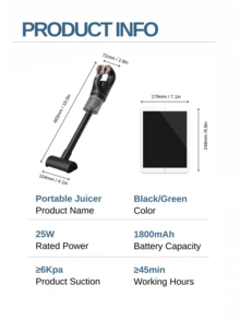 LEVIATECH 1 Aspiradora inalámbrica portátil de mano, Aspiradora inalámbrica para coche con succión ciclónica de 6kPa, Aspiradora recargable de alta potencia, Adecuada para coche/oficina/hogar - XC-109 - Ver 4