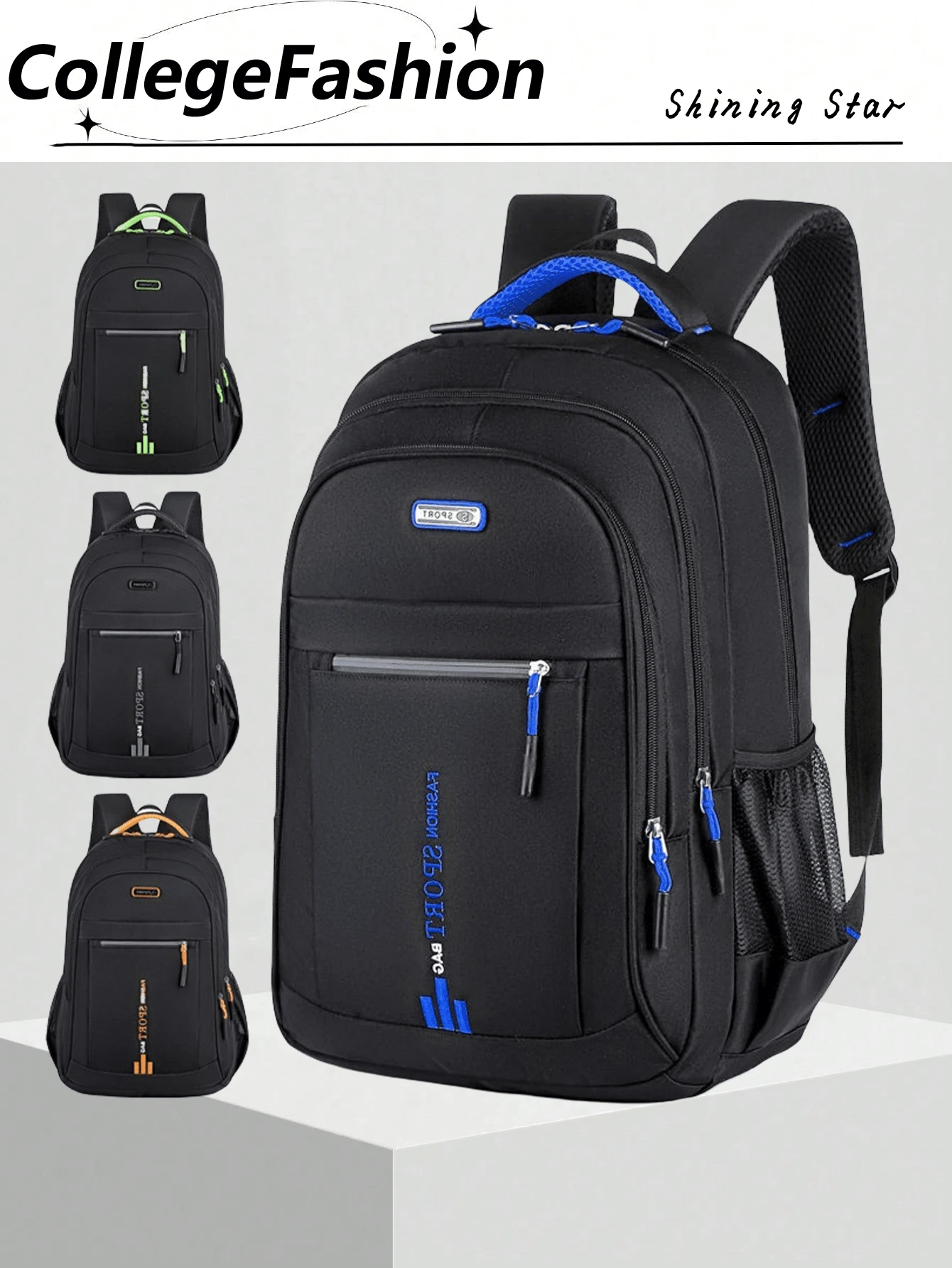 Minimalistischer einfarbiger Rucksack, multifunktionaler College-Stil, Campus-Rucksack, vielseitiger Nylon-Reiserucksack, große Kapazität, Buchstabenbeschriftung, einfache lässige Schultasche, neuer Schulrucksack für Oberschüler mit großer Kapazität, Rucksack für Mittelschüler, Business-Reise-Lässig-Rucksack, Schultasche, Schüler-Lernbedarf, Rucksack für Studenten zum Schulanfang, Schultaschen mit großer Kapazität, Reisetaschen