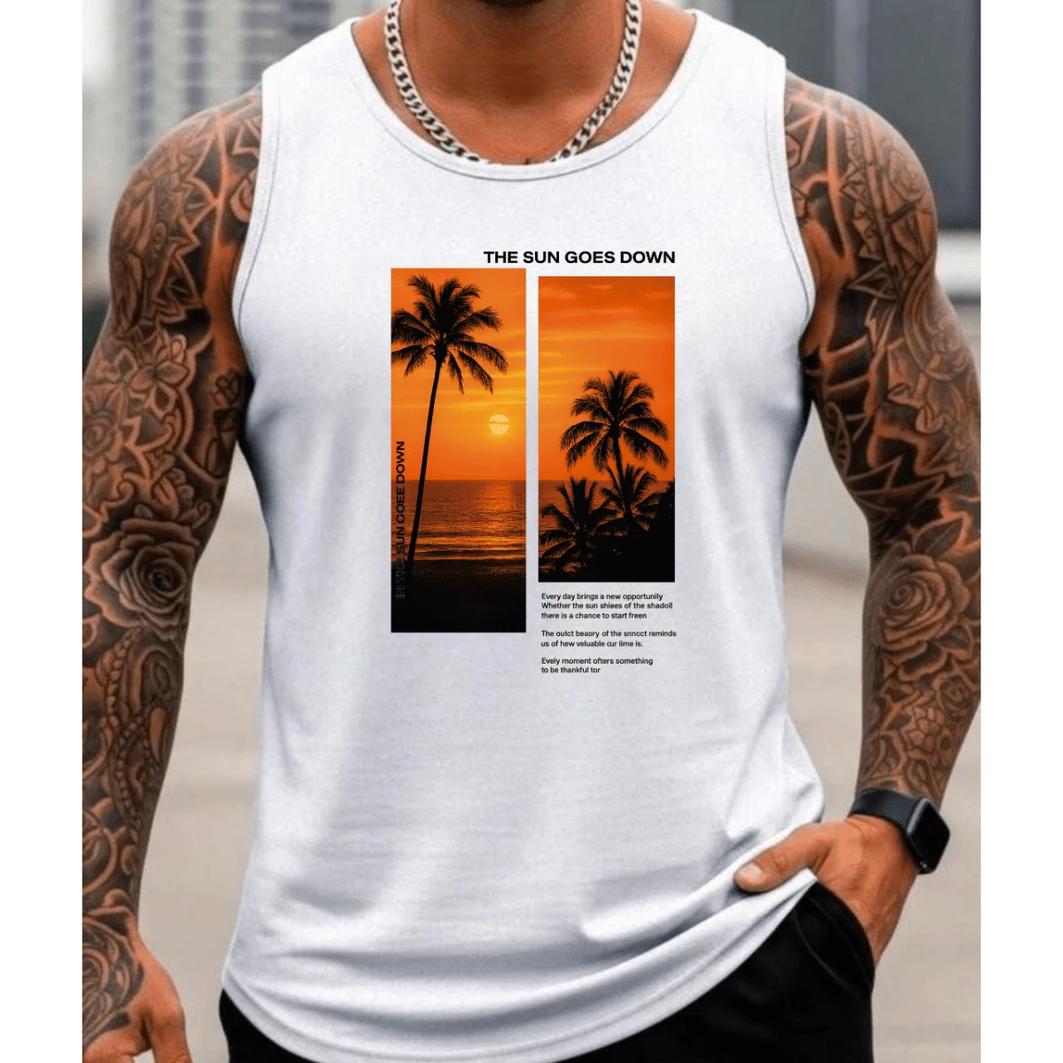 Men's Summer Fashion Tank Top, 100% Cotton, Round Neck - trắng - Xem 1