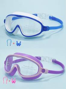 2pcs Anti-Fog Anti-UV Wide Vision Swimming Goggles For Children Aged 3-15