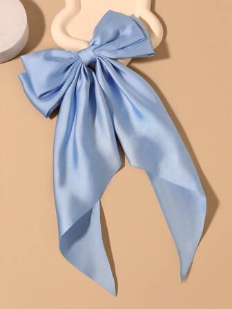 10/5/1 pieza Clip de pelo de mujer de cinta de satén azul largo, elegante y lindo accesorio para el cabello con lazo de seda para niñas, adecuado para accesorios de cabello diarios y regalos festivos, fotos de playa de verano, temporada de regreso a clases