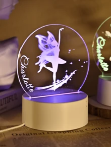 1pc Acrylic Ballet Girl Night Light, Customizable Name, 4 Color Options, Warm & Color Changing Light, Creative Desk Lamp, Bedroom Decor, Unique Night Light, Bedside Lamp, Gift For Kids, Friends, Classmates, Girlfriend, Holiday Gift,Fairy Lights - 4 3mm Round Ballet Girls - View 3