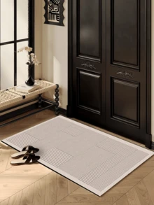 1pc Simple Striped Velvet Runner Rug, Living Room Rug, Dining Room Rug, Study Rug, Bedroom Rug, All Season Rug, New Arrival, Hot Selling, Machine Washable, Velvet Material, Skin-Friendly Soft, Suitable For Halloween, Gift, Celebration, Party, Trick Or Treat, Halloween Decor, Personalized Home, Fashion Home, Rugs Living Room, Runner Rug, Hallway Runner Rug, Rug, Kitchen Rug - Beige - View 16