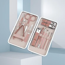 7/12/16pcs Portable Nail Clipper Storage Box With Portable Travel Case, Suitable For Home And Travel Use, Including Straight Edge Scissors And Files, Ear Spoons, Scissors - Professional Travel Beauty And Care Tools