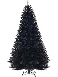 7.5ft Unlit Black Christmas Tree, Artificial Tree With 1258 Branch Tips, Metal Stand, Xmas Full Tree For Indoor Holiday Carnival Party Home Decor Christmas Decorations Room Decor Winter Christmas Decorations Home Christmas Gifts Christmas Decor