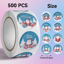 500 pièces Autocollants cadeaux de Noël pour la famille, styles et types assortis de 2,5 cm / 1,0 pouce. Étiquettes de scellage de sacs d'emballage alimentaire, étiquettes décoratives pour fournitures de cuisine. Autocollants pour enfants et adolescents, autocollants pour cahiers, autocollants DIY, forme ronde, jetables, convenant pour les ordinateurs portables, les sceaux de sacs d'emballage