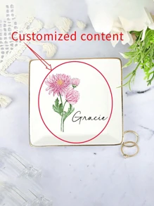 1 Stück personalisierter Geburtsblumen Schmuckschale, individuelle Geburtsblumen Schmuckablage, Schmuckablage, Schmuckschale, Keramik Schmuckablage, Schmuckablage für Frauen, Keramik Schmuckschale, Heim Keramik Schmuckablage, kleine Schmuckablage, Marmor Schmuckablage, Schmuck, Schmuckschalen Ablage, Ring Ablage für Schmuck, Brautjungferngeschenke, Geburtstagsgeschenke für Frauen, Weihnachtsgeschenke für Frauen