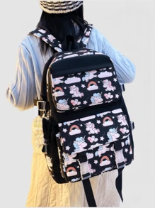 Modischer neuer Hochwertig-Farbiger Einhorn-Muster Schulrucksack Drei-Teile-Set, jugendlich und liebevoll Umhängetasche, süße tragbare thermisch isolierte Lunchbox Tasche, frisch bedruckter Stiftetui, Kapazität für Grundschüler der 1. bis 6. Klasse, Mittelschüler, Oberschüler, Studenten ultraleichte Ausflugstaschen