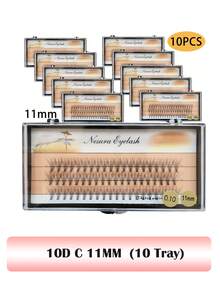 10 Boxes, 600pcs C-Curl Individual Eyelashes, 10D, 10-14mm, Natural Look, Lengthening & Long-Lasting, Suitable For Parties & Occasions - C - View 7