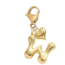 泡泡字母可爱项链吊坠包吊坠-幸运水晶吊坠搭配金色心形吊坠，字母 A-Z，闪亮合金包和背包吊坠-生日和特殊场合的完美礼物，钥匙链环包背包吊坠汽车吊坠礼物，适合女士和女孩，钱包和手提包配件。生日、情人节、母亲节送给女性的小礼物 - 金色 - 查看 19