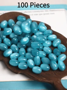 100pcs Cat Eye Jujube Beads, Oval Beads For DIY Bracelets, Necklaces, Hanging Ropes, Suitable For DIY Jewelry Accessories, Home Decor, Arts And Crafts, Jewelry Making - Multicolor - View 15