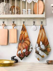 2 piezas/4 piezas/12 piezas Toallas de cocina con diseño de calabaza, paños de cocina de Acción de Gracias, decoración del hogar de Acción de Gracias, decoración de cocina de Acción de Gracias, estilo moderno, absorbente y de secado rápido, material de microfibra, patrón de impresión digital rectangular de 40*60CM, adecuado para decoración de cocina de otoño, decoración de fiestas al aire libre, regalos de Acción de Gracias, regalos de cumpleaños