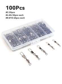 50/200pcs Durable Fish Hook Connector With Barrel Swivel And Snap For Freshwater And Saltwater Fishing, Premium Fishing Gear Equipment With Ball Bearing Swivels Snaps Connector For Quick Connect Fishing Lures,Black Nickel Copper 26-132Lb