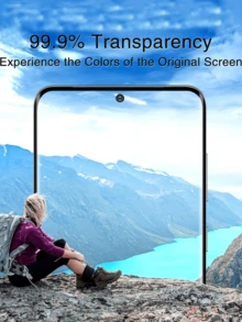 Paquete de 3 protectores de pantalla de vidrio templado con cobertura completa y desbloqueo por huella digital compatible con Samsung, alta definición, hidrofóbico y oleofóbico, resistente a los arañazos, fácil de limpiar, compatible con fundas de teléfono, compatible con Samsung Galaxy - transparente - Ver 6