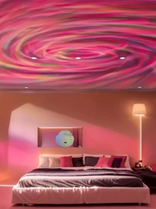 LED 星空螺旋投影夜灯带遥控器，RGB 旋转音乐北极光氛围灯，适用于卧室装饰，桌面星空投影仪，多色灯光显示（带线），节日装饰，节日礼物