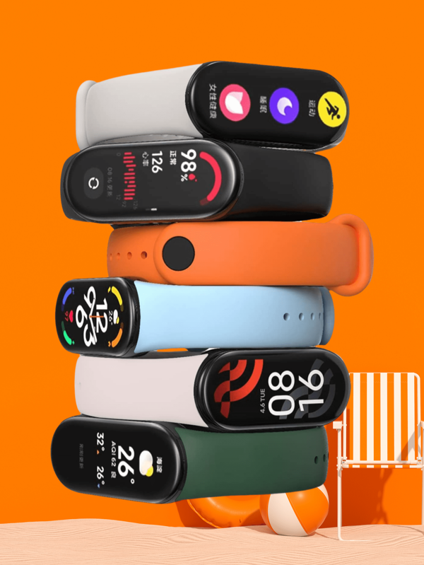 6 pièces Bracelet de montre unisexe en TPU de couleur unie compatible avec Xiaomi Mi Smart Band 3 4 6 5 7 8 9 10, convient pour Mi Band 7 6 5 4 3, Bracelet en silicone pour accessoires de montre connectée MiBand 5/6 Band 7