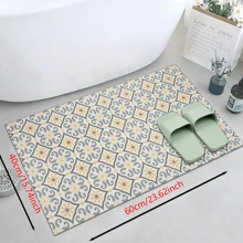1pc Vintage Pattern Retro Printed Silica Gel Kitchen Rug, Carpet, Mat, Rectangle Carpet For Living Room, Bedroom, Hallway, Bathroom, Laundry Room - Polyester Carpet, Suitable For Indoor And Outdoor Home Decor