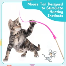 Brinquedos de Vara para Gatos - Varas Interativas com Cauda de Silicone para Gatos Internos, Brinquedo de Caça e Exercício para Filhotes e Adultos