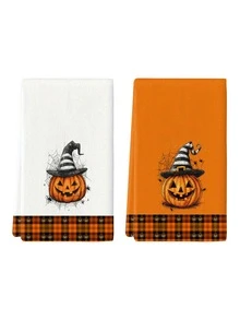 2pcs/4pcs/12pcs Halloween Pumpkin Kitchen Towels, Halloween Pattern Dish Cloths, Halloween Home Decor, Halloween Kitchen Decor, Modern Style, Quick Dry, Super Absorbent Microfiber Material, Rectangular 40*60CM Digital Printing Pattern, Suitable For Autumn Kitchen Decor, Outdoor Party Decoration, Thanksgiving Gifts, Birthday Presents - Multicolor - View 8