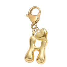 泡泡字母可爱项链吊坠包吊坠-幸运水晶吊坠搭配金色心形吊坠，字母 A-Z，闪亮合金包和背包吊坠-生日和特殊场合的完美礼物，钥匙链环包背包吊坠汽车吊坠礼物，适合女士和女孩，钱包和手提包配件。生日、情人节、母亲节送给女性的小礼物 - 金色 - 查看 24