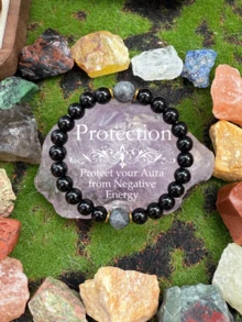 1pc Natural Style Obsidian Volcanic Stone Beaded Bracelet, Protects Your Aura From Negative Energy, Suitable For Men's Daily Wear, Perfect Gift For Friends
