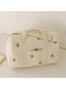 حقيبة أم كبيرة السعة مطرزة، حقيبة أمومة خفيفة الوزن منظمة، حقيبة كتف وحقيبة متقاطعة للأمهات من بوسطن