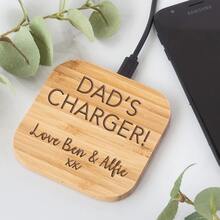 Personalized Wooden Wireless Charger 15W – Fast Charging New Version Charging Pad Bamboo With Name Or Logo – Tech Gift - Multicolor - View 7